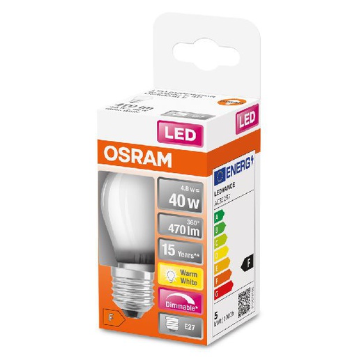[OSR436909] LED SuperStar CL P GL FR 40 dim 5W/827 E27 - 436909