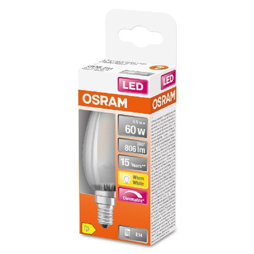 [OSR602793] LED SuperStar+ Flamme verre dépoli variable 3,4W=40 E14 froid - 602793
