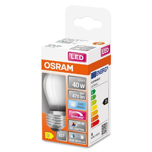 [OSR603134] LED SuperStar+ Sphérique dépoli variable variable 3,4W=40 E27 froid - 603134