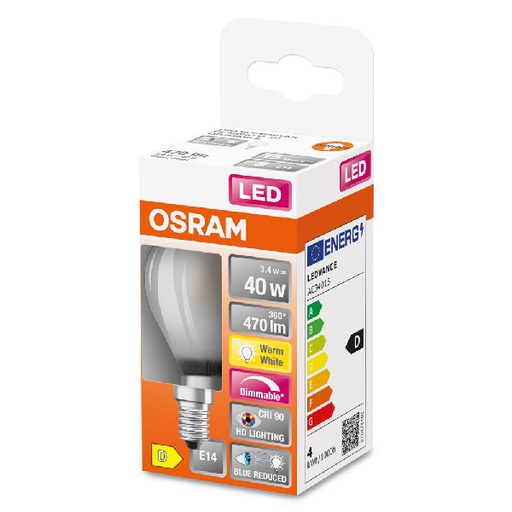 [OSR603196] LED SuperStar+ Sphérique dépoli variable variable 3,4W=40 E14 ch - 603196