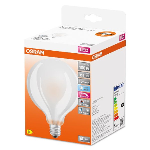 [OSR603011] LED SuperStar+ Globe 95mm verre dép variable 11W=100 E27 froid - 603011