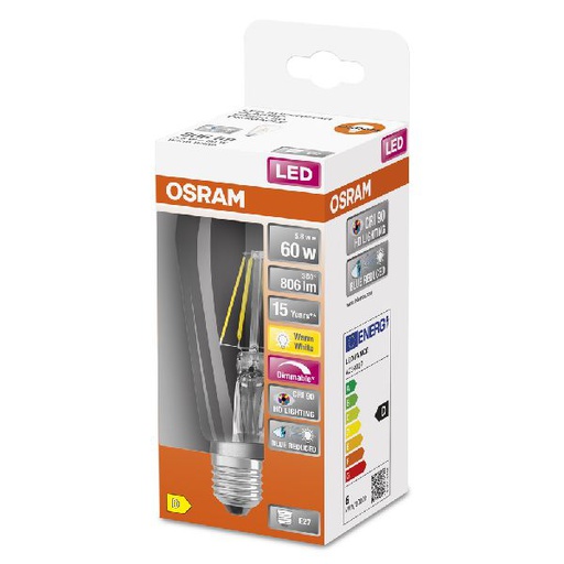 [OSR603035] LED SuperStar+ Edison clair filament 5,8W=60 E27 chaud - 603035