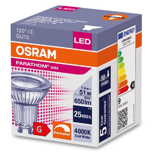[OSR608979] Osram LED Parathom dim PAR16 80 940 GU10 120° 7,9W 650lm - 608979