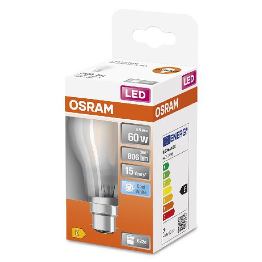 [OSR592698] LED Standard verre dépoli 7W=60 B22 froid - 592698