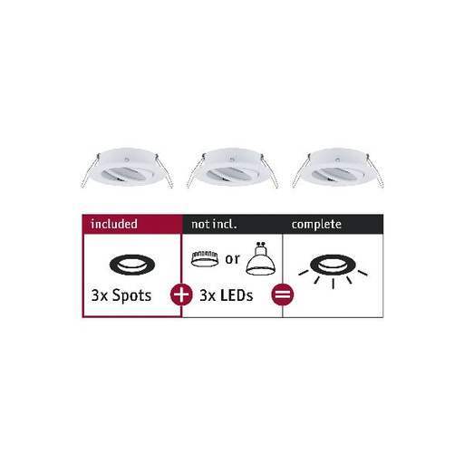 [PAU92486] ENC Choose 3 spots orientables max 3x10W 230V 51mm Blanc dépoli alu