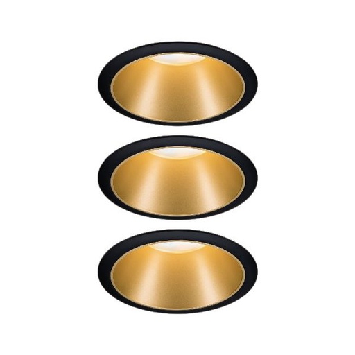 [PAU93404] Kit ENC Cole Coin 3StepDim rd fixe LED 3x6W 2700K 230V noir/doré dép/Syn