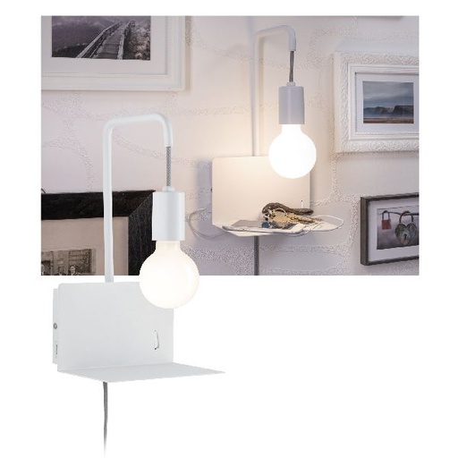 [PAU79812] Applique + tablette WallCeiling Calvani max 1x40W E27 Blanc 230V Métal