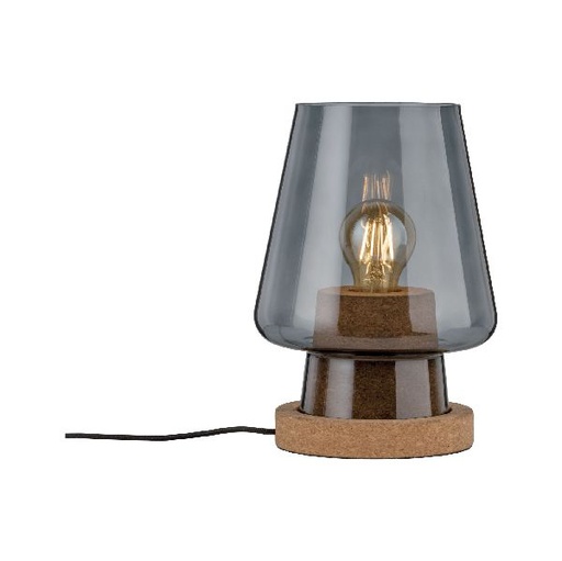 [PAU79736] Lampe à poser Neordic Iben max1x20W E27 Verre fumé Liège 230V Verre / Liège