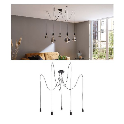 [PAU50389] Suspension Ketil Neordic max.5x60W E27 noir 230V silicone/métal