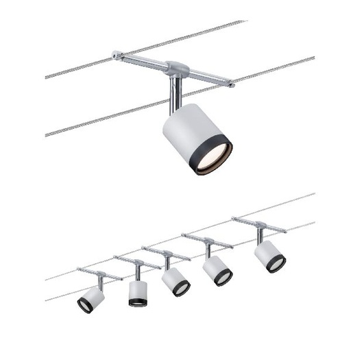 [PAU3981] Wire System TubeLED 5x4W Blanc/Noir/ Chrome 230/12V Synthétique