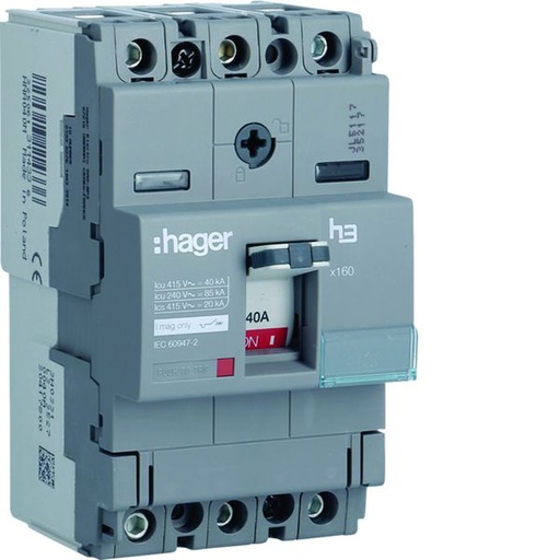 [HAG-HNA040M] Disjoncteur Boitier Moulé h3 x160 MAG (ICB) 3P3D In40A Icu40kA à cage HNA040M