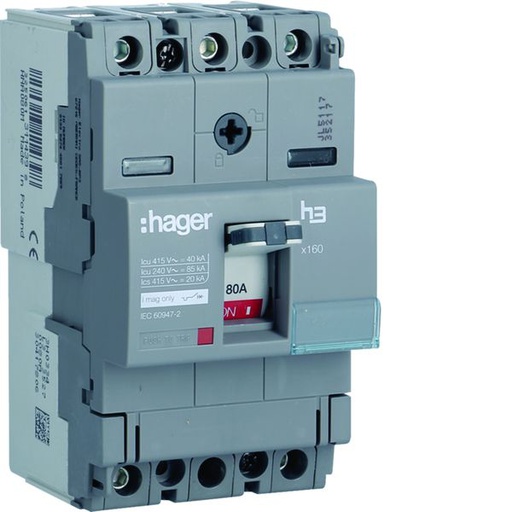 [HAG-HNA080M] Disjoncteur Boitier Moulé h3 x160 MAG (ICB) 3P3D In80A Icu40kA à cage HNA080M