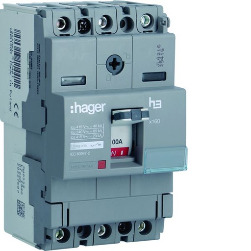 [HAG-HNA100M] Disjoncteur Boitier Moulé h3 x160 MAG (ICB) 3P3D In100A Icu40kA à cage HNA100M