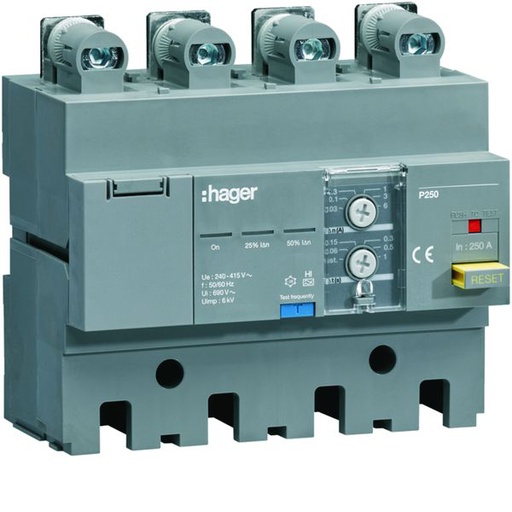[HAG-HBT250H] Bloc différentiel P250 4P In250A Idn et temporisation réglables HBT250H