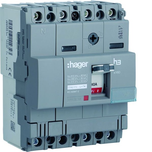 [HAG-HNA041M] Disjoncteur Boitier Moulé h3 x160 MAG (ICB) 4P4D In40A Icu40kA à cage HNA041M