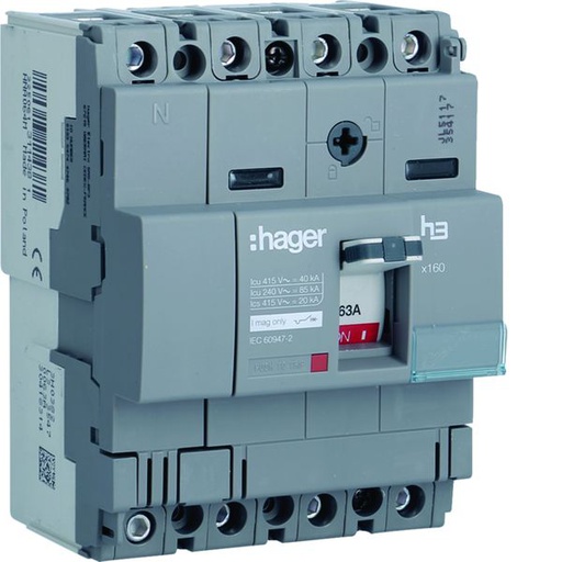 [HAG-HNA064M] Disjoncteur Boitier Moulé h3 x160 MAG (ICB) 4P4D In63A Icu40kA à cage HNA064M