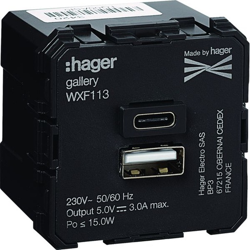 [HAG-WXF113] Chargeur Gallery USB A+C WXF113