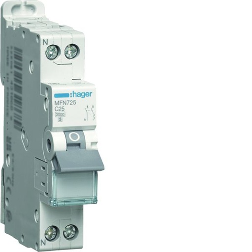 [HAG-MFN725] Disjoncteur 25A 1P+N 3kA courbe C connexion à vis 1 Module MFN725
