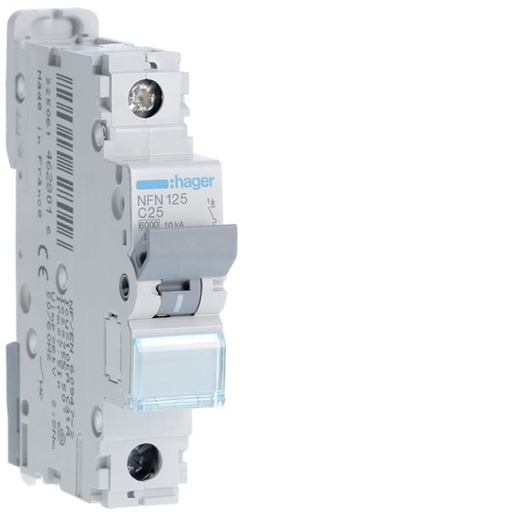 [HAG-NFN125] Disjoncteur 25A 1P 6-10kA Courbe C 1module NFN125
