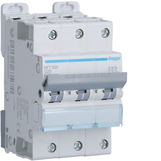 [HAG-NFT320] Disjoncteur 20A 3P 6-10kA Courbe C 3module NFT320