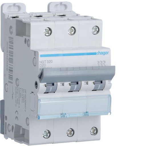 [HAG-NGT320] Disjoncteur 20A 3P 6-10kA Courbe D 3module NGT320