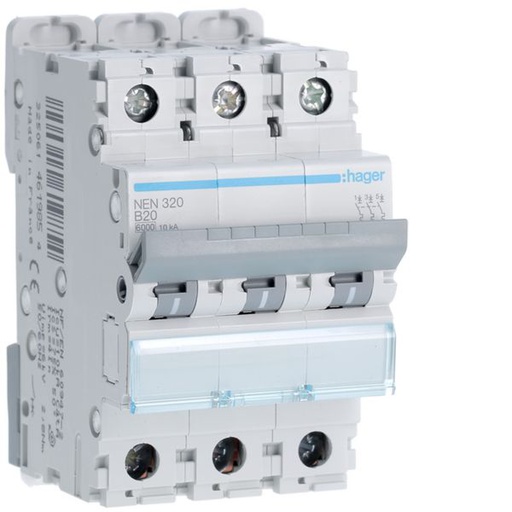 [HAG-NEN320] Disjoncteur 20A 3P 6-10kA Courbe B 3modules NEN320