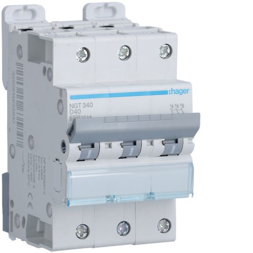 [HAG-NGT340] Disjoncteur 40A 3P 6-10kA Courbe D 3module NGT340