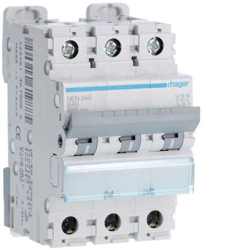 [HAG-NEN340] Disjoncteur 40A 3P 6-10kA Courbe B 3modules NEN340
