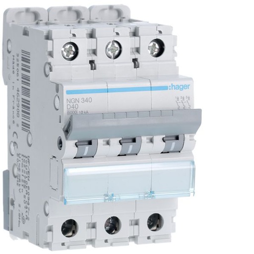 [HAG-NGN340] Disjoncteur 40A 3P 6-10kA Courbe D 3modules NGN340
