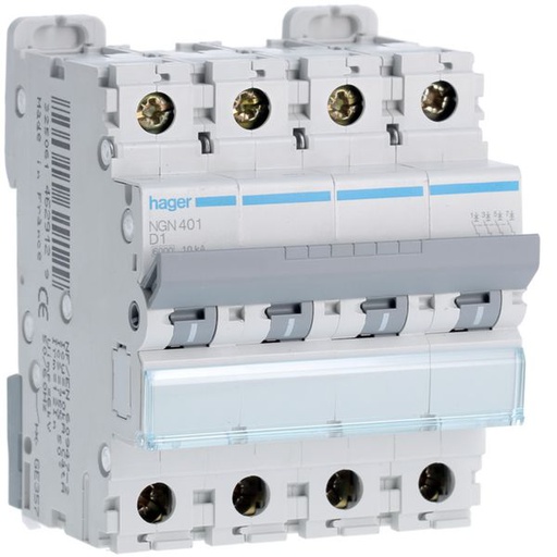 [HAG-NGN401] Disjoncteur 1A 4P 6-10kA Courbe D 4modules NGN401