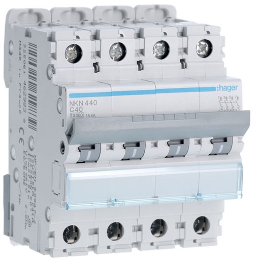 [HAG-NKN440] Disjoncteur 40A 4P 10-15kA Courbe C 4modules NKN440
