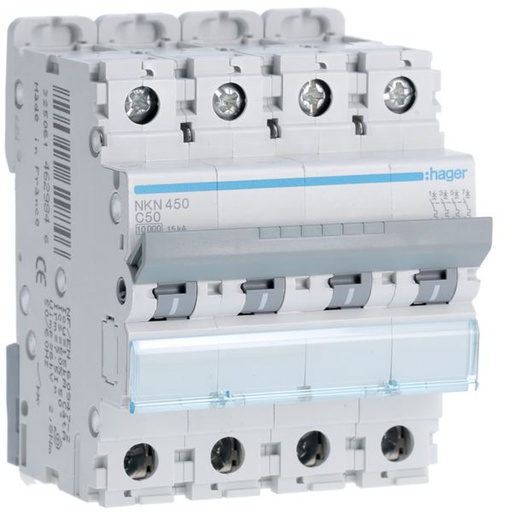 [HAG-NKN450] Disjoncteur 50A 4P 10-15kA Courbe C 4modules NKN450
