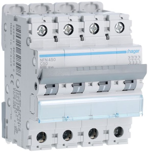 [HAG-NFN450] Disjoncteur 50A 4P 6-10kA Courbe C 4modules NFN450