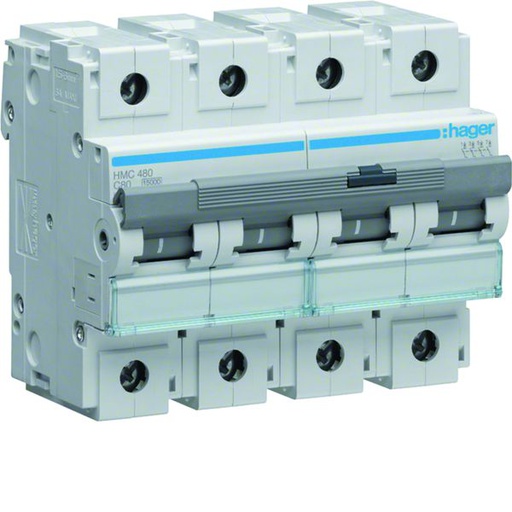 [HAG-HMC480] Disjoncteur 80A 4P 15kA Courbe C 6modules HMC480