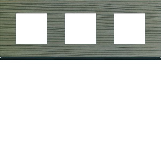 [HAG-WXP4813] Plaque de finition Gallery 3 postes horizontale Grey wood entraxe 71 mm WXP4813
