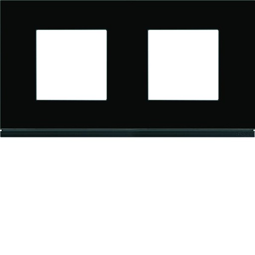 [HAG-WXP4112] Plaque de finition Gallery 2 poste Midnight glass entraxe 71 mm WXP4112