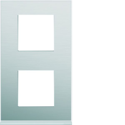 [HAG-WXP2042] Plaque de finition Gallery 2 postes Aluminium verticale entraxe 71 mm WXP2042