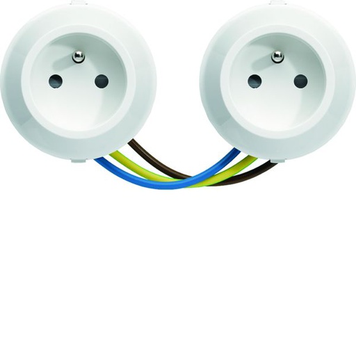 [HAG-WJA122B] ateha prise de courant double horizontale 2P+T précablée associable WJA122B