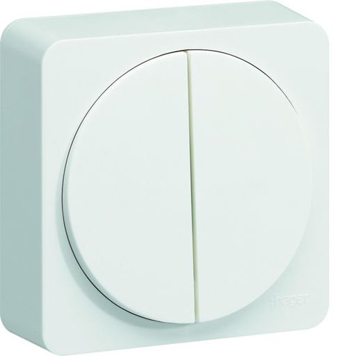 [HAG-WJC040B] Interrupteur va et vient ou bouton poussoir double InterBP duo Ateha Blanc WJC040B
