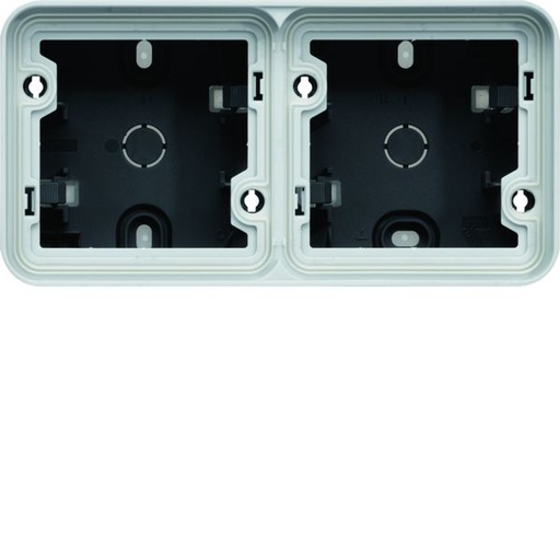 [HAG-WNA685] cubyko Boîte double horizontale vide avec 4 entrées associable gris IP55 WNA685