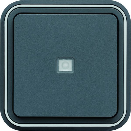 [HAG-WNE023] Bouton poussoir 1F voyant témoin Cubyko étanche IP55 gris pose en encastré WNE023