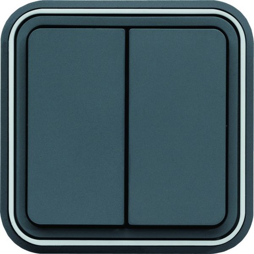 [HAG-WNE040] Interrupteur va et vient double Cubyko étanche IP55 gris pose en encastré WNE040
