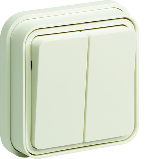 [HAG-WNE040B] cubyko Double interrupteur va-et-vient encastré blanc IP55 WNE040B