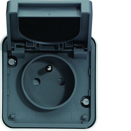[HAG-WNC100] Prise de courant 2P+T Cubyko étanche IP55 gris pose en saillie WNC100