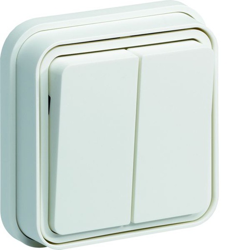 [HAG-WNE040BG] cubyko Double interrupteur va-et-vient encastré à griffes blanc IP55 WNE040BG