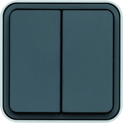 [HAG-WNC040] Interrupteur va et vient double Cubyko étanche IP55 gris pose en saillie WNC040