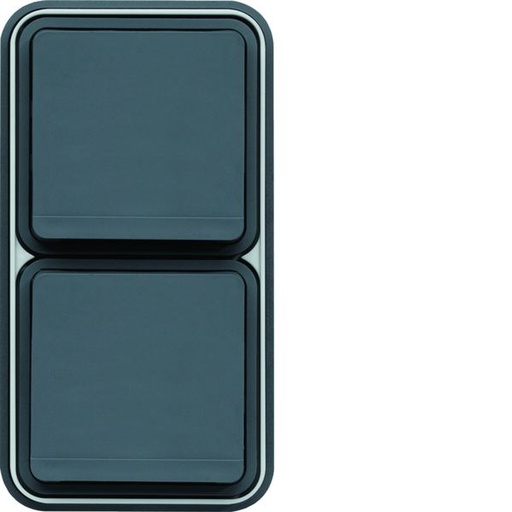 [HAG-WNE132] cubyko Prise double verticale 2P+T encastré gris IP55 WNE132