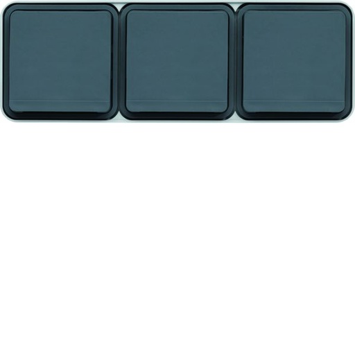 [HAG-WNC123] Prise de courant 2P+T triple Cubyko étanche IP55 gris pose horizontale saillie WNC123