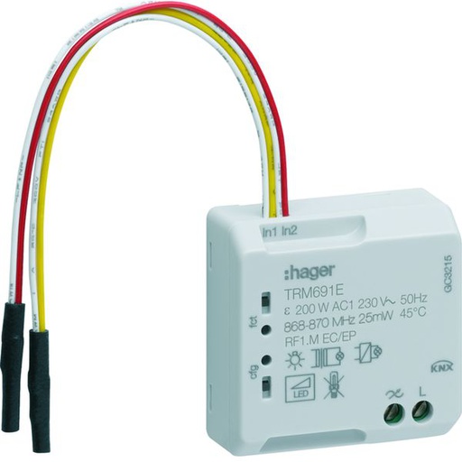 [HAG-TRM691E] micromodule 1 sortie éclairage variable 10A 230V + 2 entrées filaires, KNX radio TRM691E