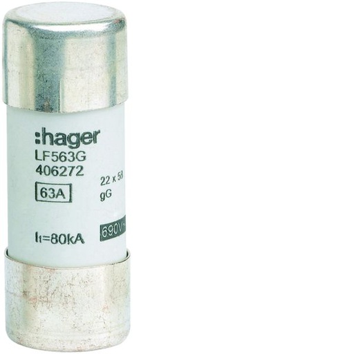 [HAG-LF563G] Cartouche Fusible cylindrique 22x58mm gG 63A 690V AC 80kA LF563G